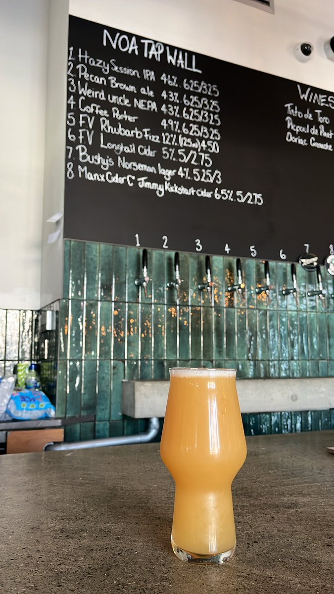 DaveHarrisonGo's tweet photo. The Isle of Man is surprising me a lot this trip. The new @NoaBakehouse brewery taproom opened tonight. Incredible craft beer. They already roast excellent coffee &amp; have a brilliant bakery, with two cafe sites, one is the Santander cowork space. First brewery customer, moi. https://t.co/4VwmU90I6A