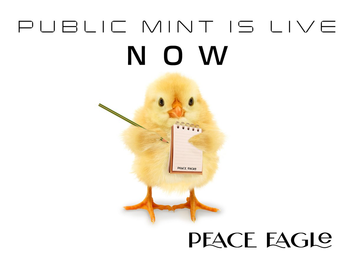 📣🚀 Exciting News! 

🔥 The PUBLIC MINT is LIVE! 🎉

🔗 Minting Link: peaceeagle.io 

#PublicMint #PeaceEagle #FreeMint