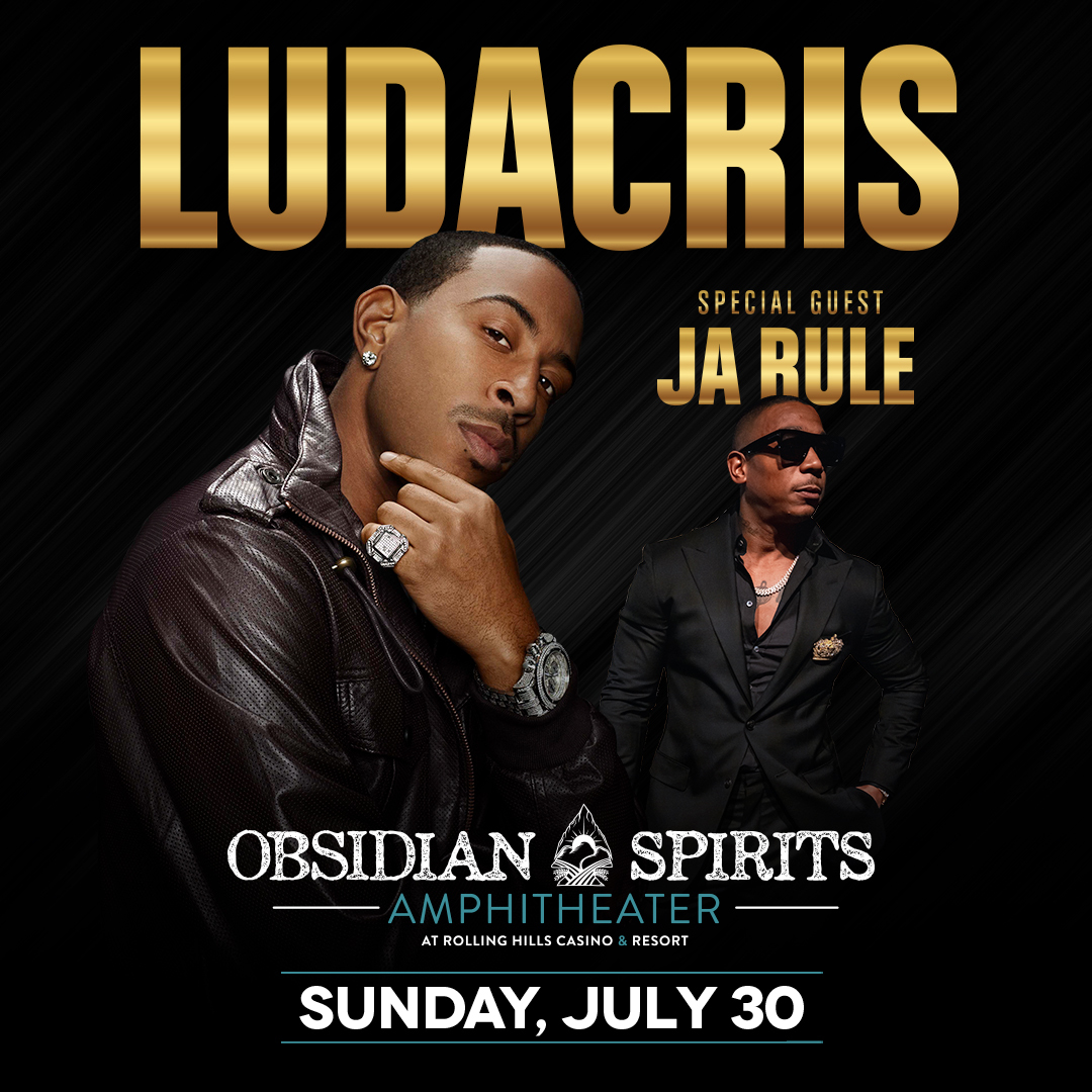 📣 JUST ANNOUNCED 📣

#Ludacris with special guest #JaRule comes to the #ObsidianSpirits #Amphitheater on Sunday, July 30th! 🎤

Tickets on sale next Friday (6/2) at 10am!

#rhcasino #rollinghills #casino #resort #concert #luda #norcal #norcalconcerts #norcalevents #rap #rapmusic