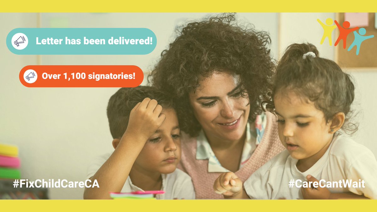 ChildrenNow's tweet image. On Thurs, #TheChildrensMovement delivered this letter, signed by 1,164 #ProKidCA orgs, to @CAgovernor @GavinNewsom &amp;amp; the #CALeg urging them to prioritize #childcare in this year’s #CABudget ➡ bit.ly/3z8ZV42

Thank you to all who signed on!

#FixChildCareCA #CareCantWait