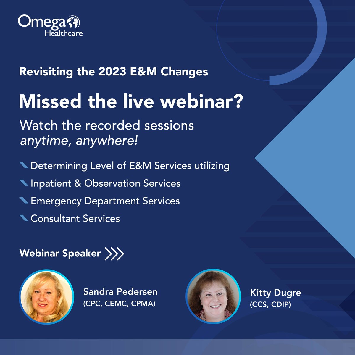 Omega_HMS's tweet image. Missed the live webinar on ‘Revisiting the 2023 E&M Changes’? You can now stream the recorded session via our on-demand webinar initiative. Watch it here: bit.ly/3BZbVXm
#CodingWebinar #OnDemand #EMCodeChanges #PhysicianCoding