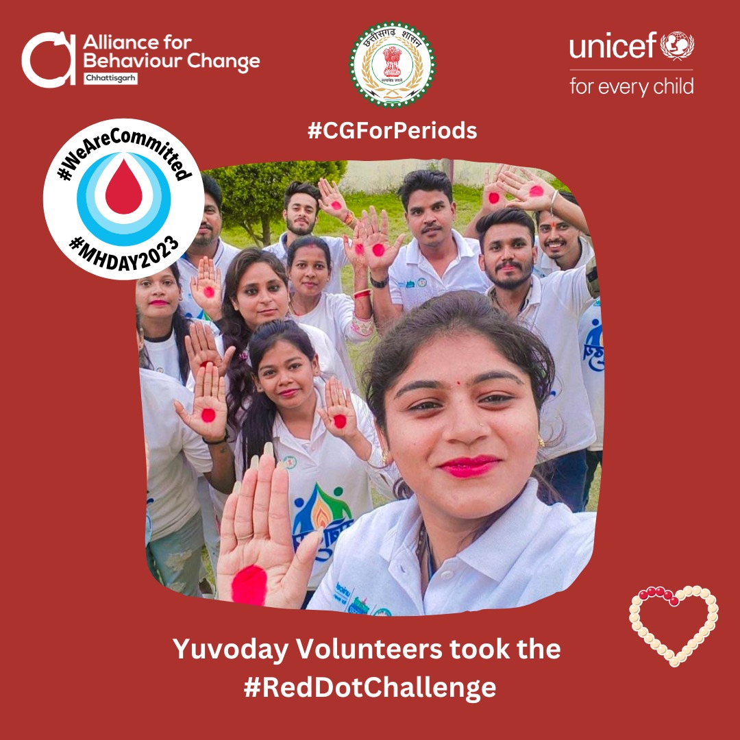 It's time to break the silence around menstruation.
It's time to stand up for the women in our life. 
It's time to bring change!

#CGForPeriods #MHDay2023 #RedDotChallenge @UNICEFIndia @yuvoday @bastardistrict @job.zachariah @abhisheksinghdp @vijaydayaramk
