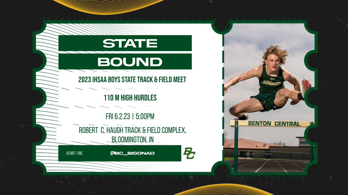 Congratulations to Jacob Lewellen for punching his ticket to compete at the 2023 IHSAA Track &amp; Field Championships on the campus of Indiana University in Bloomington, IN.  Jacob ran a qualifying time of 14.79!