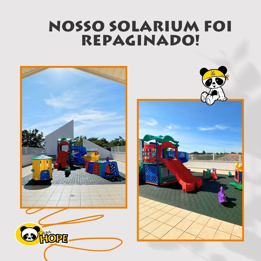 A importância de brincar é fundamental para o desenvolvimento da sua criatividade, autonomia e capacidade de reflexão.
Nós recebemos uma doação e conseguimos repaginar o nosso solarium com esses brinquedos incríveis!