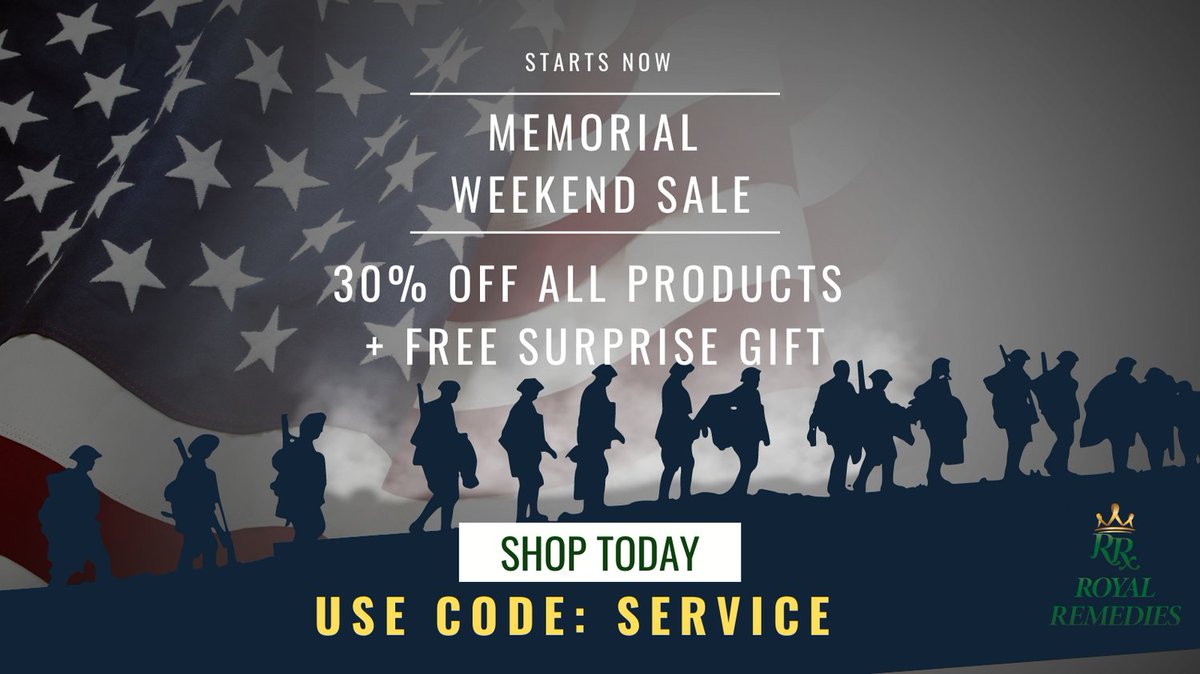 Happy Memorial Day Weekend! Place your order during our Memorial Day Weekend sale to get 30% off your purchase and a free gift of our choice. 

Code: SERVICE
Ends: May 30th 11:59p EST

#delta8thc #delta8 #royalremedies #thc #thcgummies #delta8gummies #memorialdaysale #delta8sale