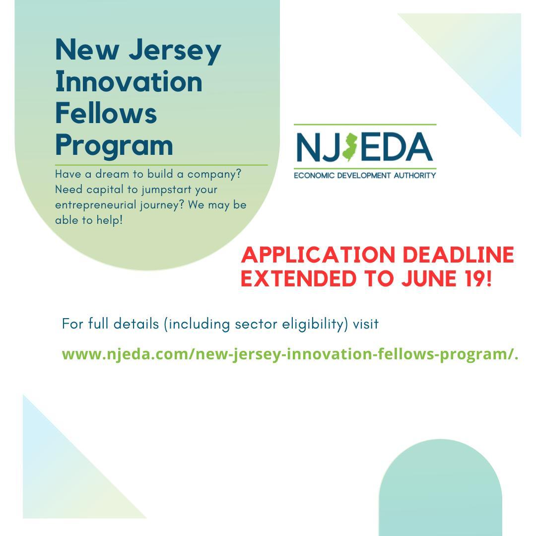 Want to get your #startup off the ground? NJEDA’s competitive NJ Innovation Fellows program offers “income replacement” grants of up to $400K & mentorship opportunities to teams of first-time entrepreneurs! New application deadline: June 19! njeda.gov/new-jersey-inn…
@NewJersey_EDA