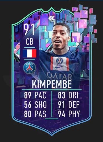 🚨 Kimpembe SBC 

Requires - 88 - 88 - 87 - 86 - 85 - 81. 

#FIFA23