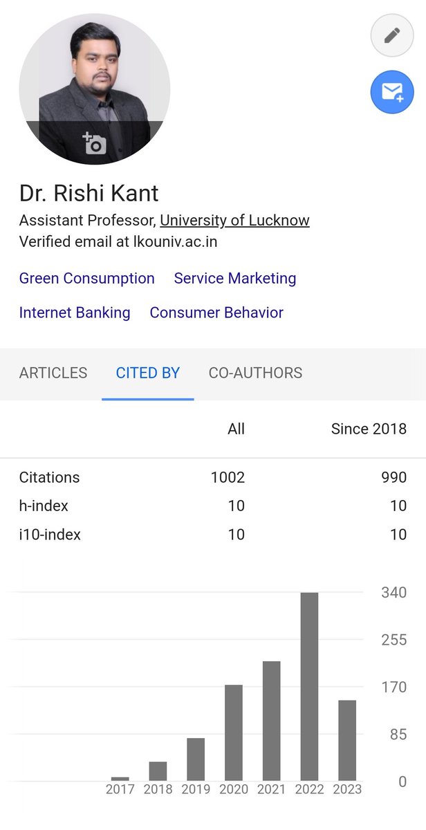 Feeling blessed to share that my research work has crossed 1000 citations. I express my heartfelt gratitude to editors, reviewers, co-authors, scholars, and readers for achieving this initial milestone of my research journey so far. #lucknowuniversity #researchpaper #researchers