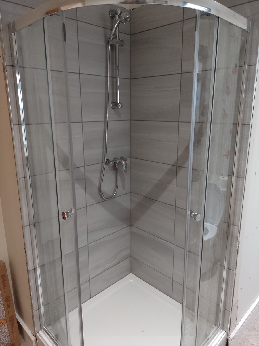 We just renovated two brand new luxury showers that were done by another company. Unfortunately, they leaked immediately. We are now proud to announce we have finished the job properly! (It's the grey one) #luxuryshower #newbathroom