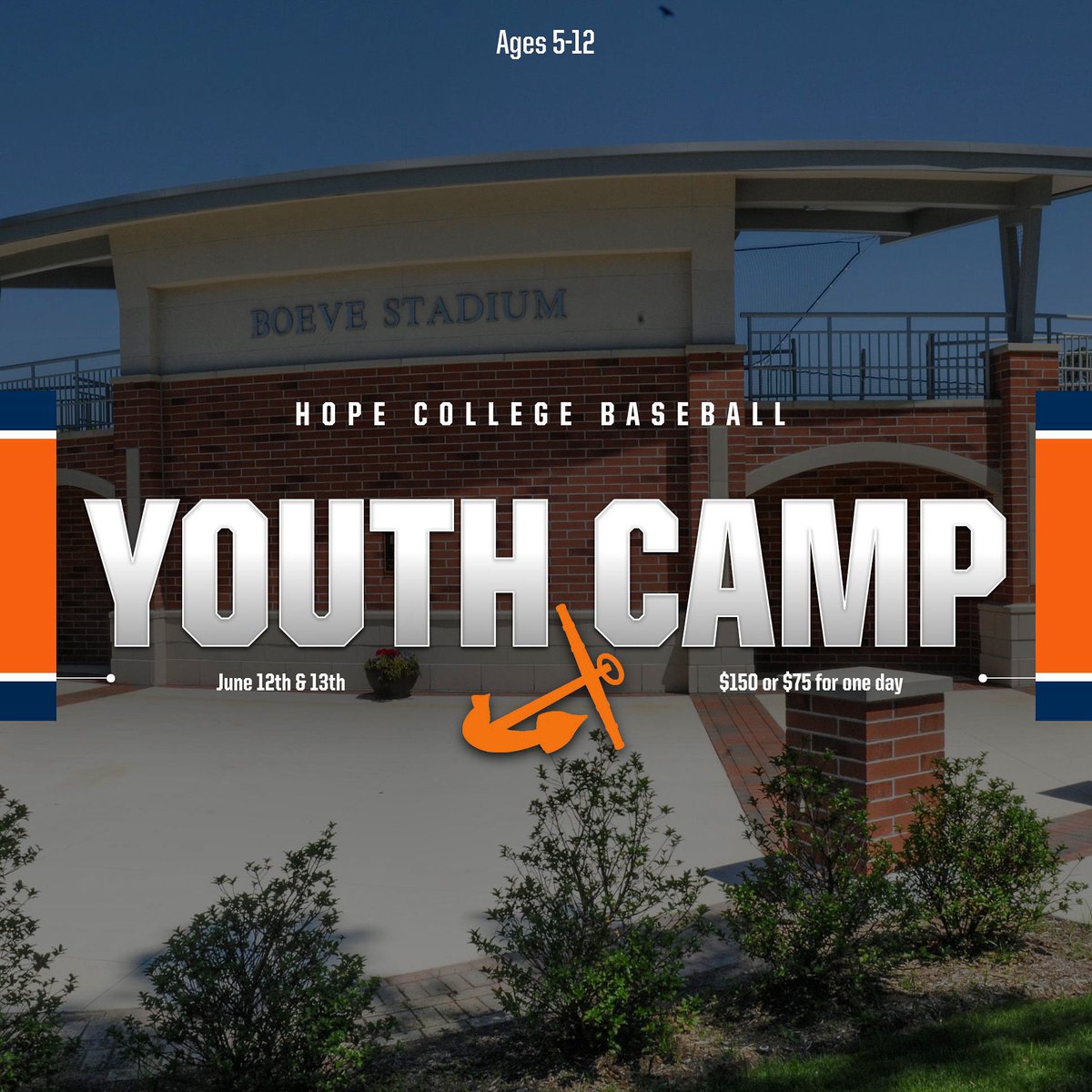 HopeCollegeBSB's tweet photo. Youth camp starts June 12th and 13th! Come join us at beautiful Boeve stadium from 10am-2:45pm 

The morning portion of the camp will consist of instruction, followed by scrimmages in the afternoon. 

To register, click the link in our bio‼️ https://t.co/x9r1IRi5SC
