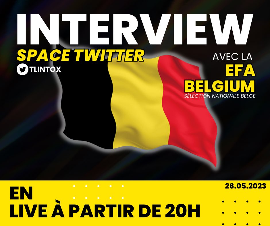 Tito Ltx (@tlintox) on Twitter photo J’aurai le privilège d’avoir en ma compagnie l’équipe de la @EFABelgique🇧🇪 lors du space de ce soir🔥
Ils seront là pour répondre à vos questions💬
Nous reviendrons sur les 6 points pris lors du dernier week-end lors de la WORLD CUP <a href="/EfaEsports/">EFA ESports</a> 🌎 J’aurai le privilège d’avoir en ma compagnie l’équipe de la @EFABelgique🇧🇪 lors du space de ce soir🔥
Ils seront là pour répondre à vos questions💬
Nous reviendrons sur les 6 points pris lors du dernier week-end lors de la WORLD CUP <a href="/EfaEsports/">EFA ESports</a> 🌎