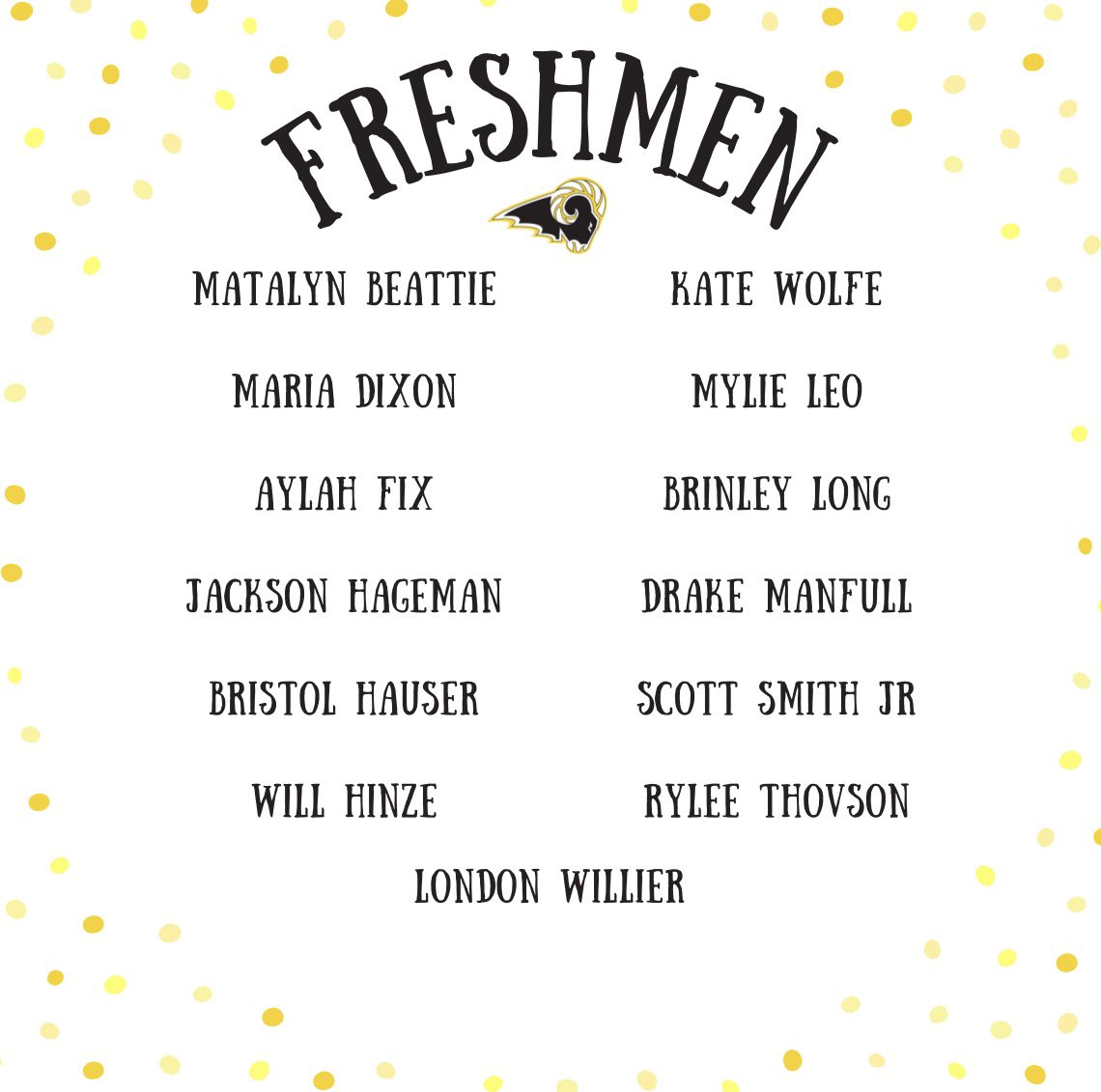 CONGRATULATIONS🖤💛
Meet your 2023-2024 Student Council Class Representatives!
We are SO excited to get to work with this great group of students! #gorams 🐏