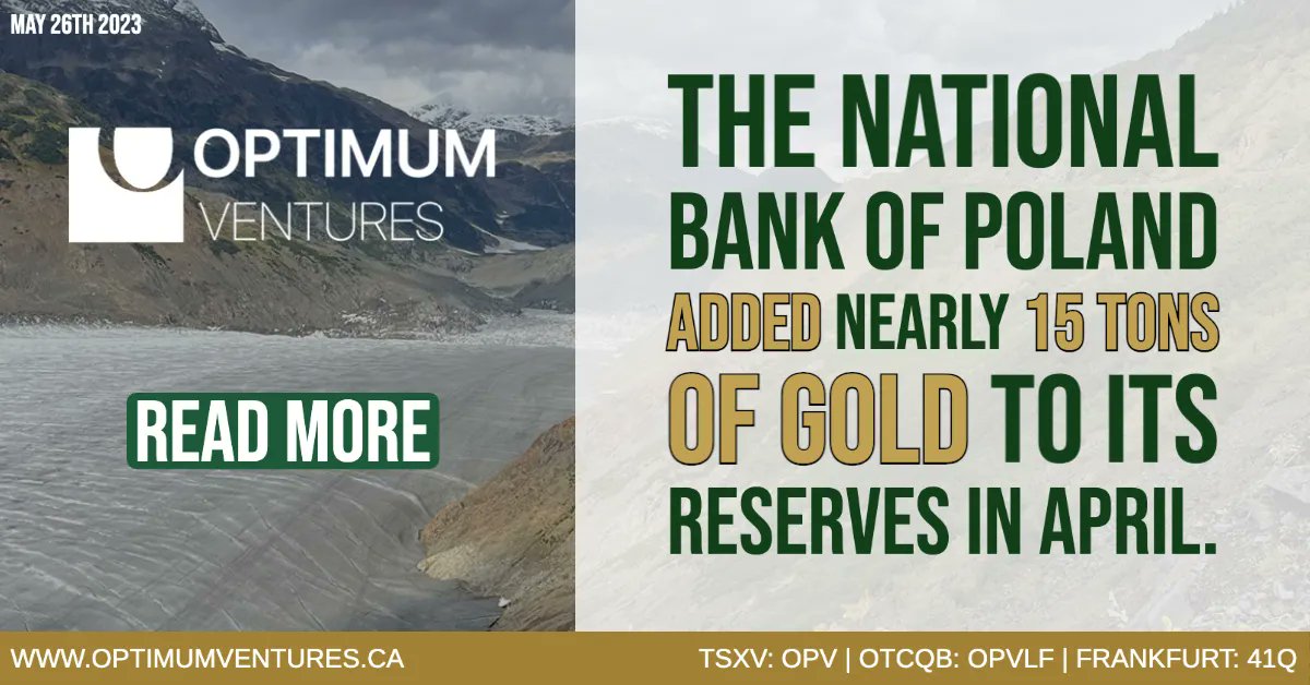 OPVentures_'s tweet photo. Poland increased its #gold reserves by nearly $1 billion in April by purchasing close to 15 tons of our favourite yellow metal!

The country's gold reserves grew to $15.52 billion from $14.55 billion.💰

Full Article🔗 https://t.co/sbrY3xogiW

🇨🇦 $OPV 🇺🇸 $OPVLF https://t.co/umlZNQpwMc