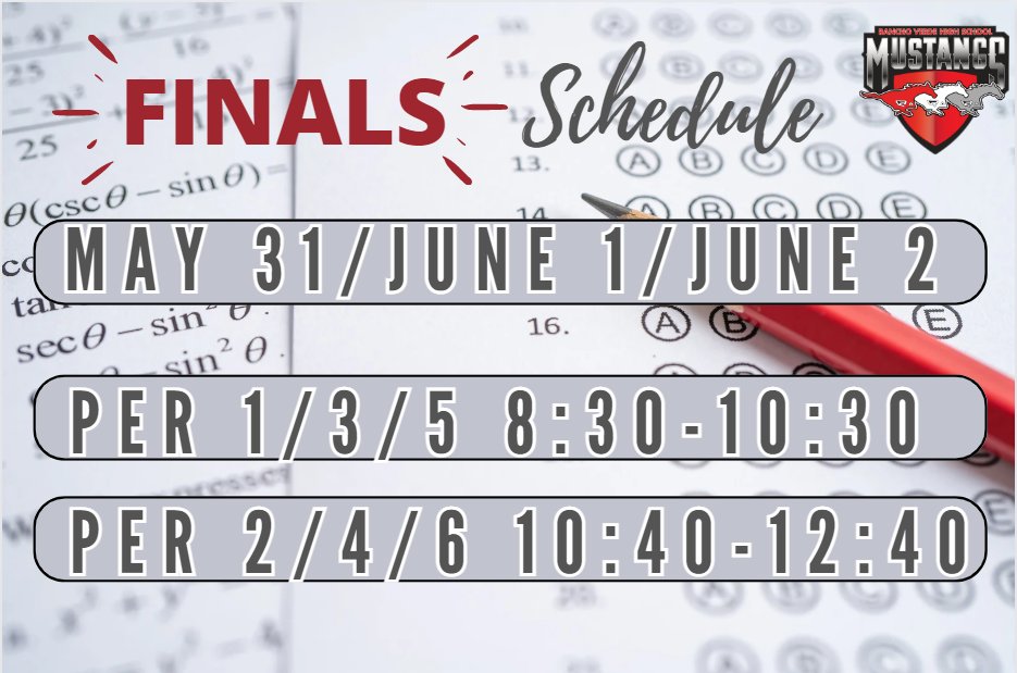 Next week's finals week schedule!