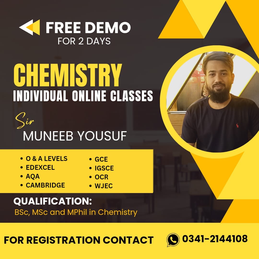 👉 Get top-notch tutoring for O Level, A Level, GCE, OCR, IGSCE, and AQA Chemistry. 📚
#ChemistryTutor #OLevelChemistry #ALevelChemistry #GCEChemistry #OCRChemistry #IGSCEChemistry #AQAChemistry #ChemistryTuition #ChemistryHelp #ChemistryExamPrep 
#ChemistryTutoring