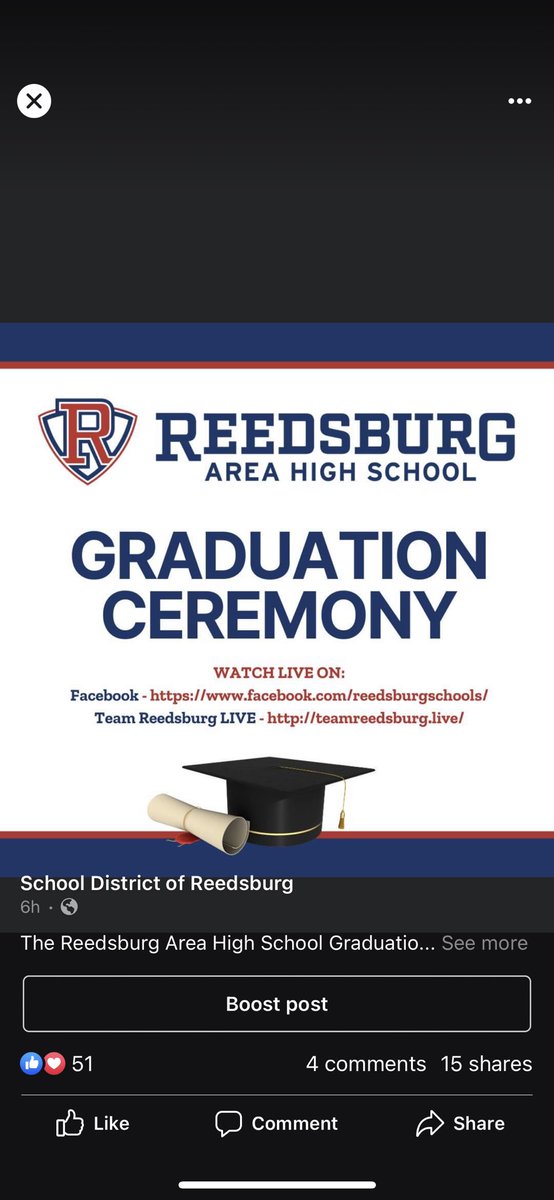 Watch the @RAHSburg #Classof2023 Graduate tonight at 7:30 pm LIVE on teamreedsburg.com/?mibextid=Zxz2…! OR on Facebook facebook.com/reedsburgschoo… #ReedsburgPride