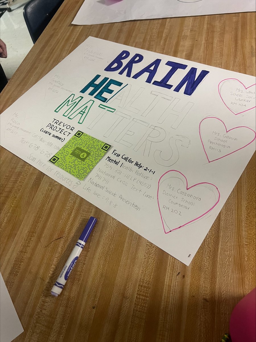 creyes_bcps's tweet photo. We love collaborating with S's &amp; staff @FalconCove, @BCPSStudentServ @Counselor_BRACE  to promote Brain Health for National Mental Health Awareness Month! Next week we will be sharing resources &amp; trivia for a safe, healthy summer. Stay tuned! https://t.co/92DzOb1Xj0