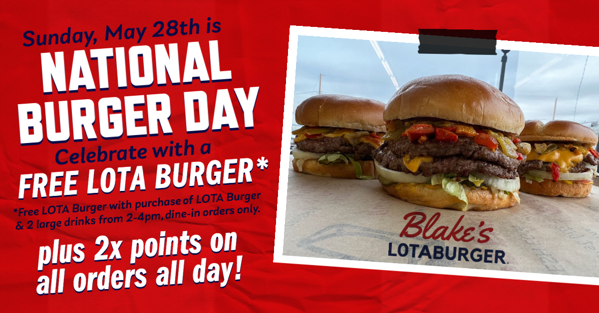 #NationalBurgerDay is this Sunday & we are celebrating with some awesome deals! Take a 👀 & mark your calendars
.
.
.
.
#blakeslotaburger #lotaburger #burgerday #newmexicotrue #nmtrue #newmexicotradition #nmtradition #burger #hamburger #itsaburger