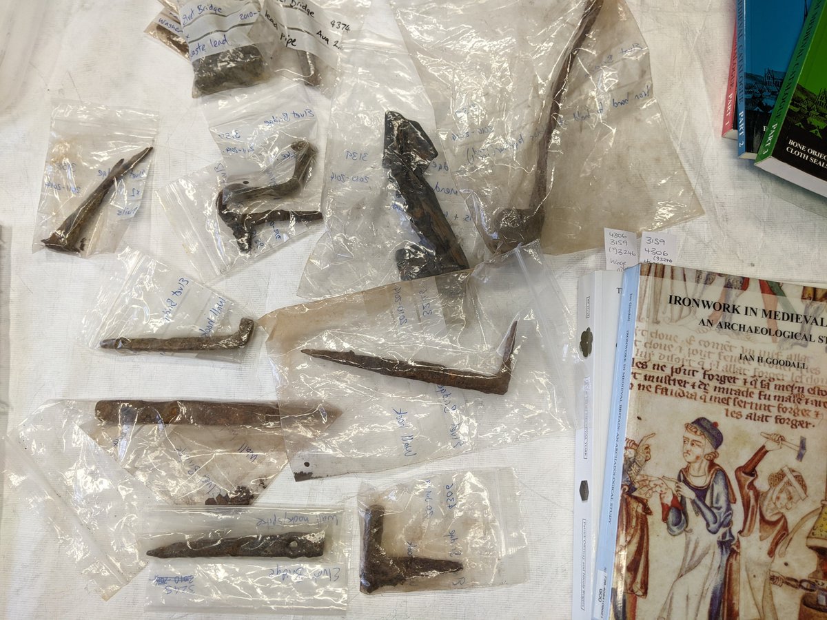 WritingRemains's tweet photo. Today's time @DU_Collections was spent researching medieval &amp; later ironwork from buildings &amp; other brick structures. We're talking cramps, pivots, hooks, nails &amp; wall ties galore! 👀🪝 New catalogue records coming soon. https://t.co/bDLh6mv8Sy