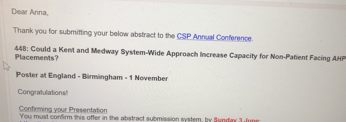 sarahel46588425's tweet photo. Congratulations ⁦@afolwellphysio⁩ on having your project from your research placement at ⁦@NHSKentMedway⁩ accepted at Physio UK ⁦@RebeccaTyrrell4⁩ ⁦@BeverleyHarden⁩ ⁦@hbattyphysio⁩ https://t.co/WTYE6EFbyv