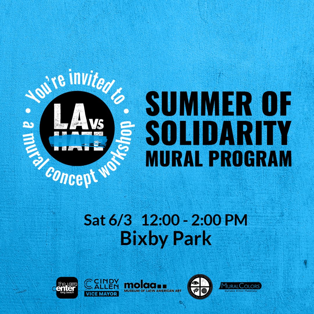 As we continue planning our Summer of Solidarity mural unveilings across LA County, we invite you to join us at our next Mural Concept Workshop to help shape the design of a new mural that reflects Long Beach’s LGBTQIA+ community.

Register: eventbrite.com/e/mural-concep…