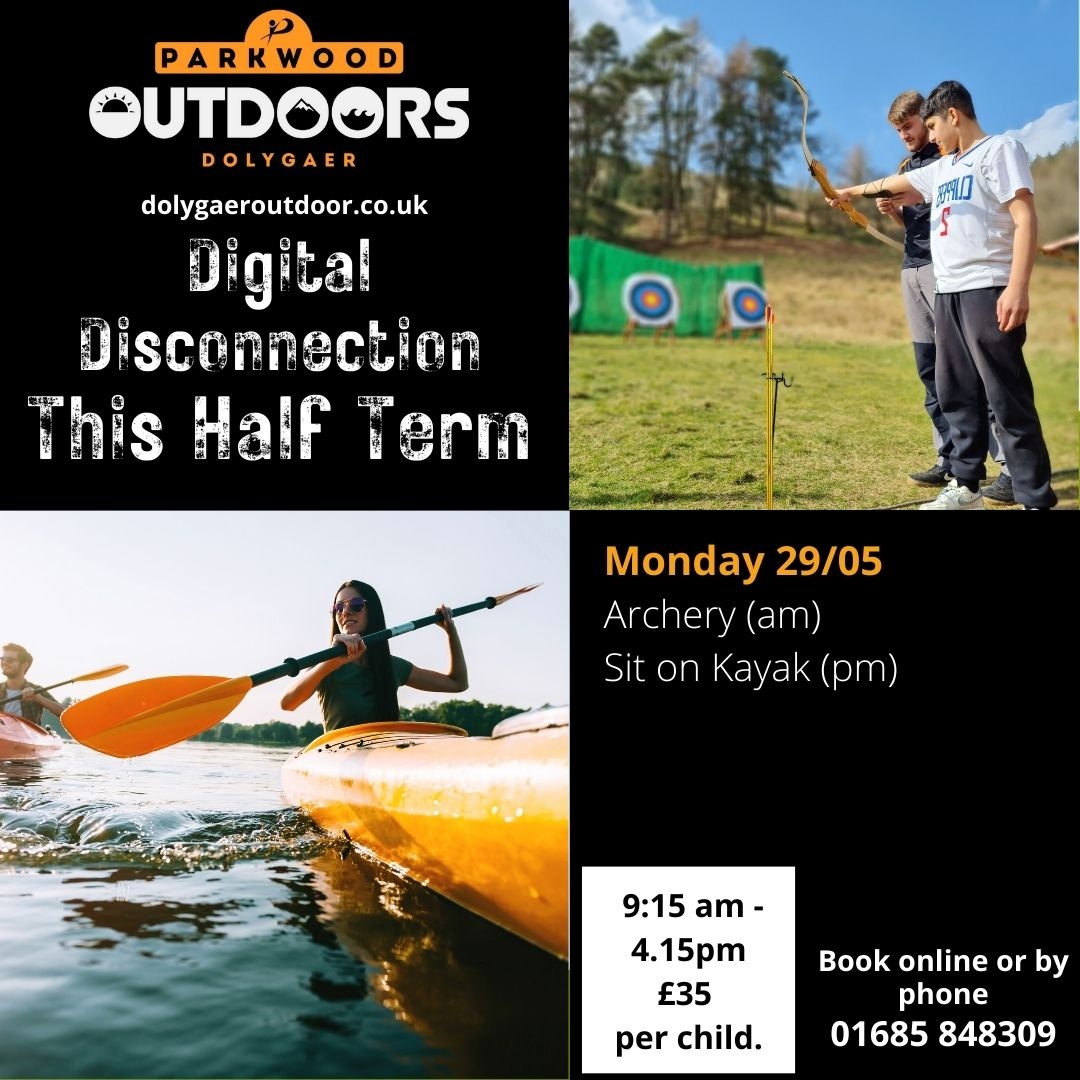 On Monday this half term we have especially planned an Archery session🏹 in the morning and Sit on Kayak session in the afternoon for the kids as our Digital Disconnection special🤩.  Book on this day through the direct link below👇️

⭐️Monday 29th May:
fareharbor.com/parkwoodoutdoo…