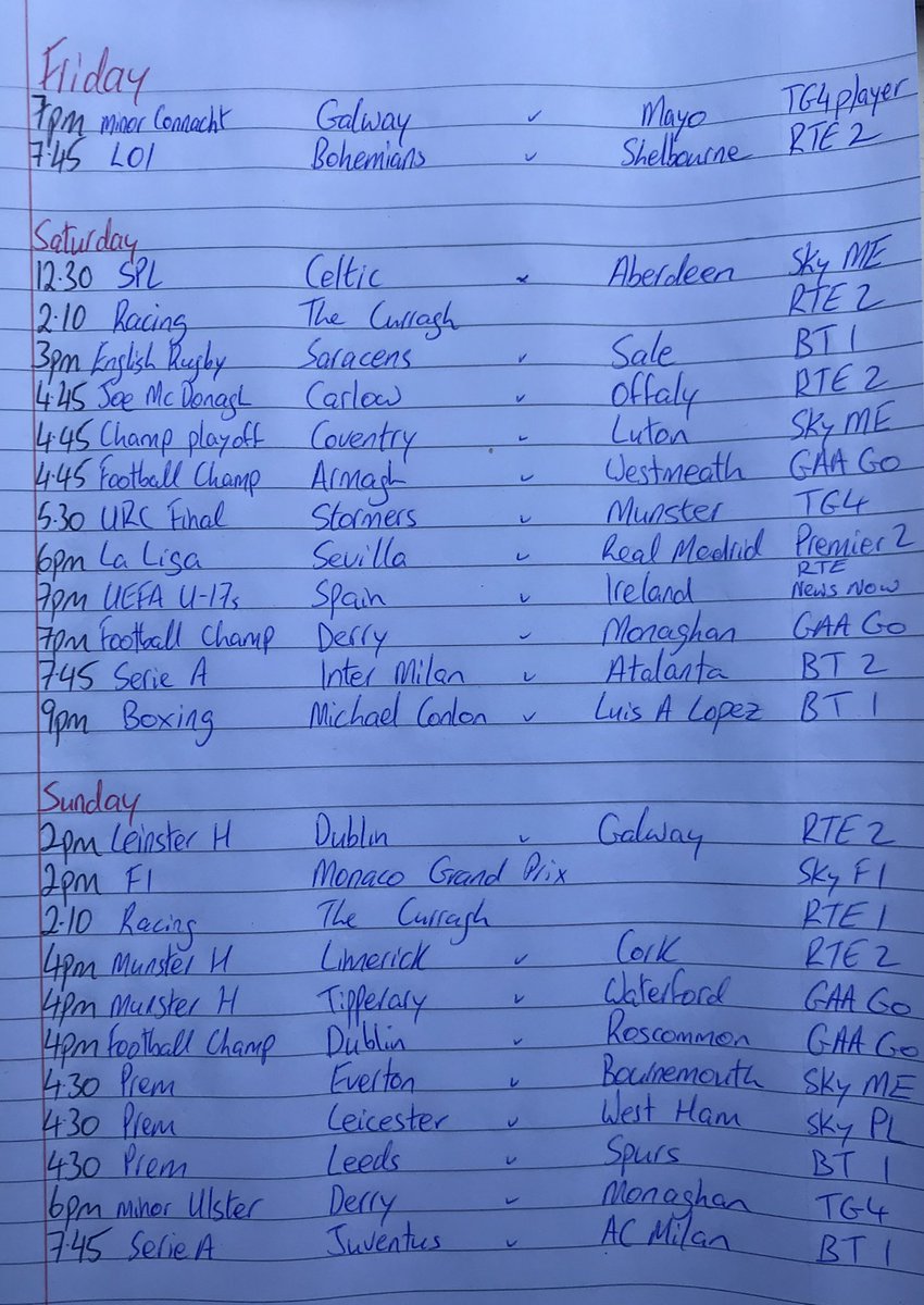 Weekend baby and the Sun shining, pints are flowing and plenty of action on the tele box! Just squeezed this in before I head to the beer garden for the weekend 🍺 so enjoy folks and see ye all on the flip side 💥😎