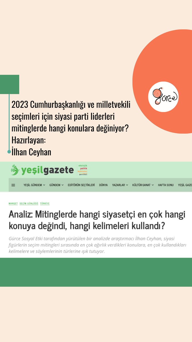 2023 yılı Cumhurbaşkanlığı ve milletvekili seçimleri için siyasi parti liderleri Türkiye’nin her yerinde seçim konuşmaları yaptılar, peki bu konuşmalarda hangi konulara değindiler? Bize ne söylediler?
yesilgazete.org/analiz-mitingl…