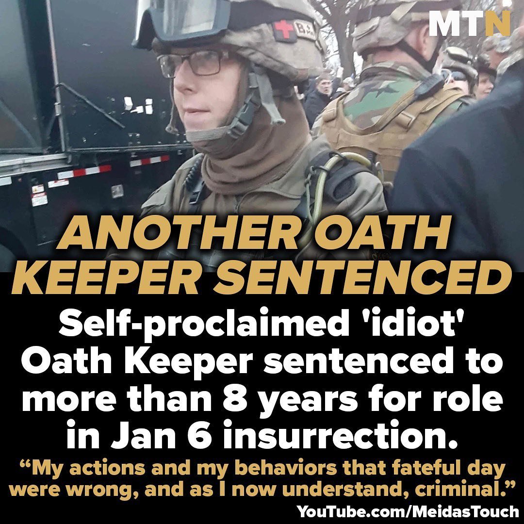 Jessica Watkins, an Oath Keepers member, has been sentenced to 8.5 years in prison for seditious conspiracy. She fell for the 'Big Lie' from Alex Jones' Infowars. Previously, Stewart Rhodes was sentenced to 18 years in prison, and Kelly Meggs was sentenced to 12 years in prison.