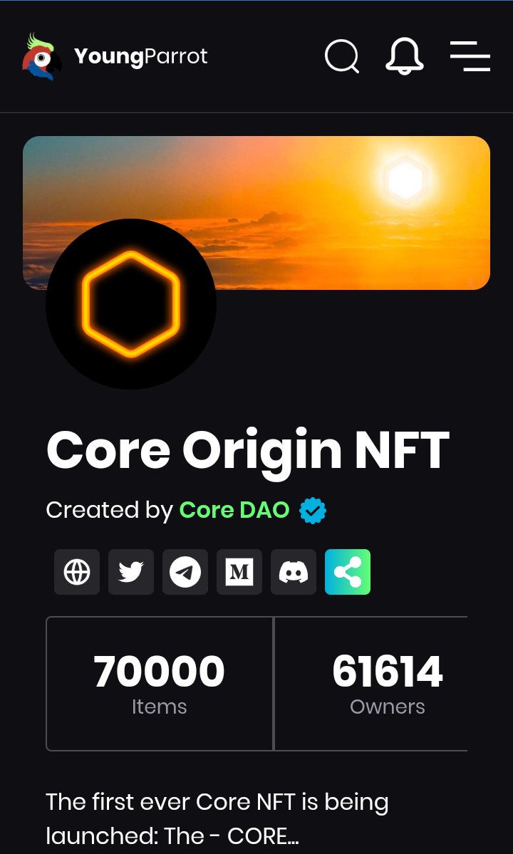 I can see the value of #CoreDao Origin #NFT all over the horizon. Don't miss out on this! Get yourself at least one. #CoreDao_Org #CORECHAIN #CORE #NFTCommunity @Coredao_Org @archerswapcore @DocumentingCore @CoinMarketCap @BSCNews