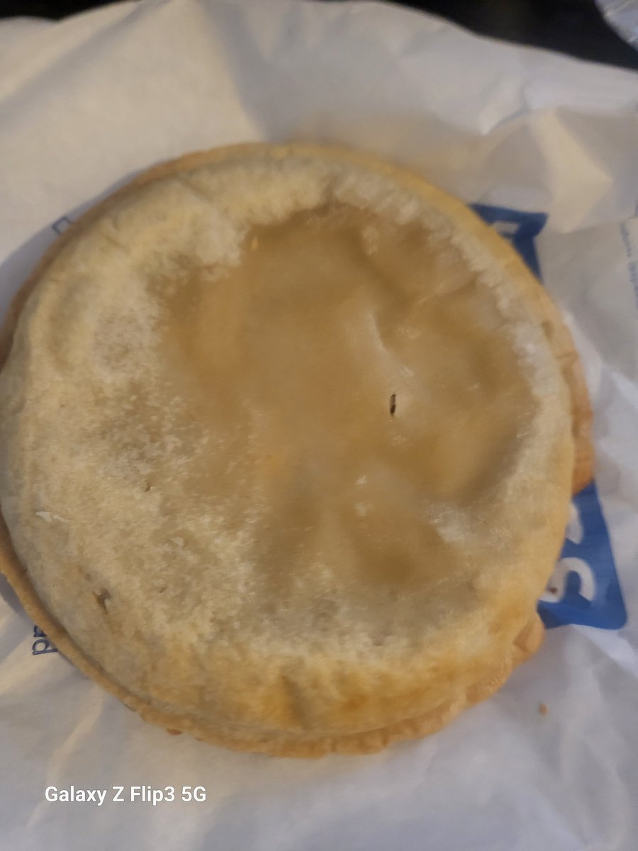 lellybrown's tweet photo. @GreggsOfficial Thats a very under cooked 🥧...sad moment...even worse when all 3 if them looked like that.
#Soggybottom https://t.co/MrlB4ukOsf