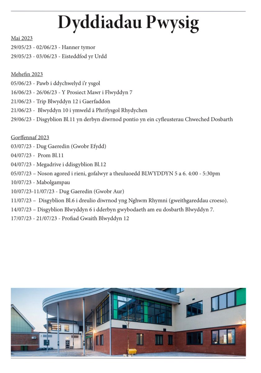 Mae’n bleser gennym gyflwyno cylchgrawn ysgol y tymor hwn sy’n cynnwys:

✅Dyddiadau allweddol
✅Ein ffigyrau presenoldeb
✅Llwyddiannau ein disgyblion
✅Prosiectau a mentrau cyfredol

Mwynhewch y gwyliau!☺️