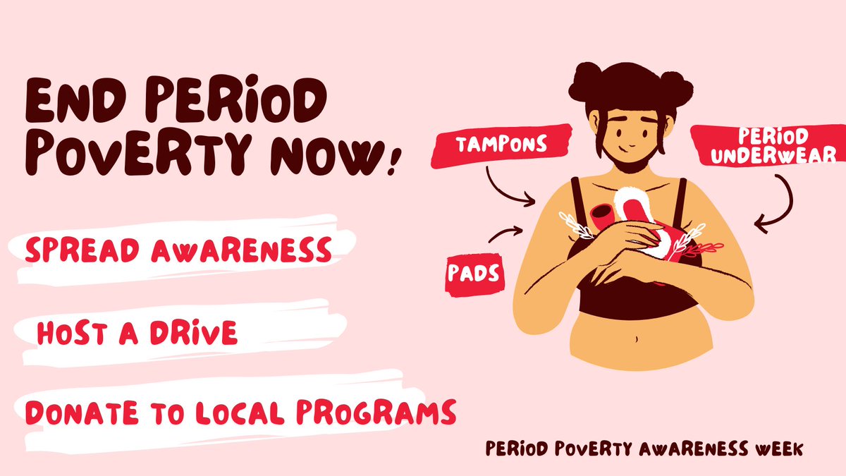 No one should have to miss school or work because they can’t afford period products, yet 38% of low-income folks have to. Start a conversation, host a product drive, or donate to local programs (ow.ly/aPTQ50OuCXs) to #EndPeriodPoverty #PeriodPovertyAwarenessWeek
