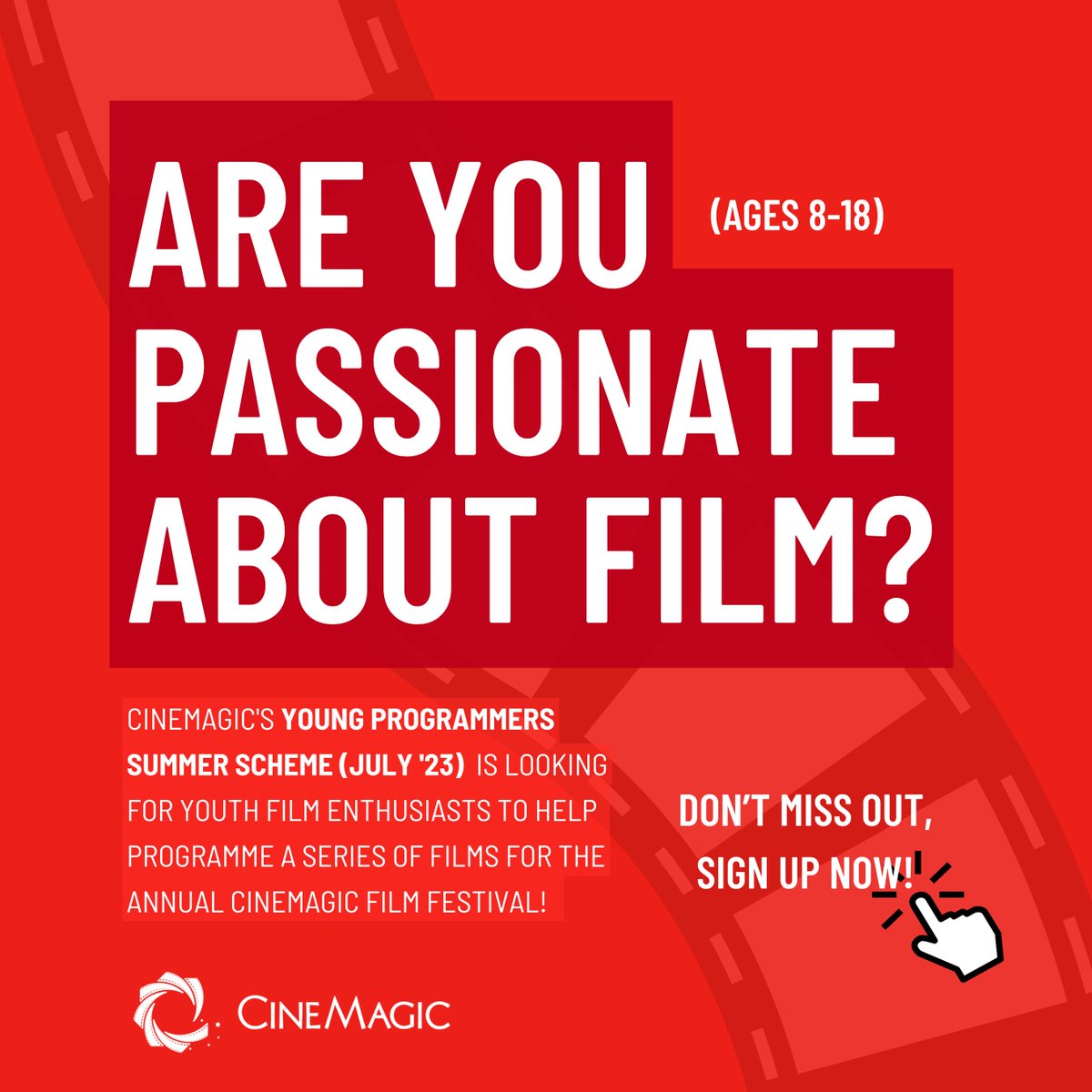 Are you passionate about film? Cinemagic’s ‘Young Programmers Summer Scheme’ is looking for YOUth film enthusiasts to help programme a series of films for the annual Cinemagic Film Festival! (£10/person)

VISIT: tinyurl.com/2p97wcka

#Cinemagic #SummerTime #YoungConsultants