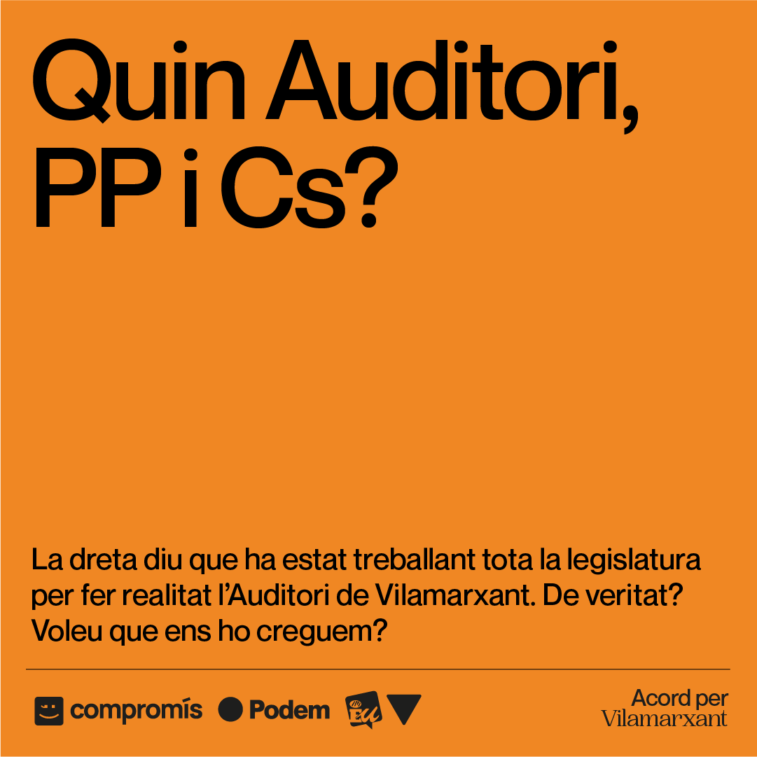 compromisVLX's tweet photo. Quin Auditori, PP i Cs?

La dreta diu que ha estat treballant tota la legislatura per fer realitat l’Auditori de Vilamarxant.
De veritat? Voleu que ens ho creguem?

3 coses imprescindibles per a fer un Auditori: https://t.co/SwpNbSkPce