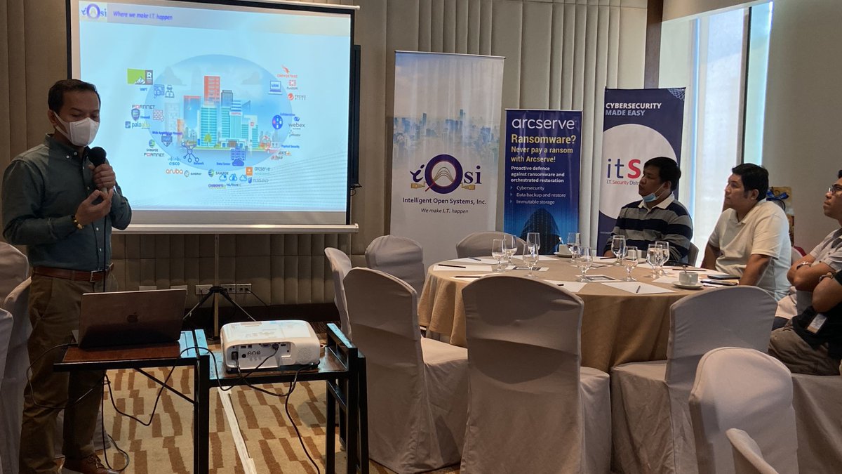 Arcserve's tweet image. Some shots from an amazing end-user event in the Philippines thanks to our distributor ITSDI and our wonderful partner IOSI! An Arcserve team was able to give an overview of our entire #DataProtection suite including UDP, OneXafe, and #SaaSBackup. Thank you for having us!