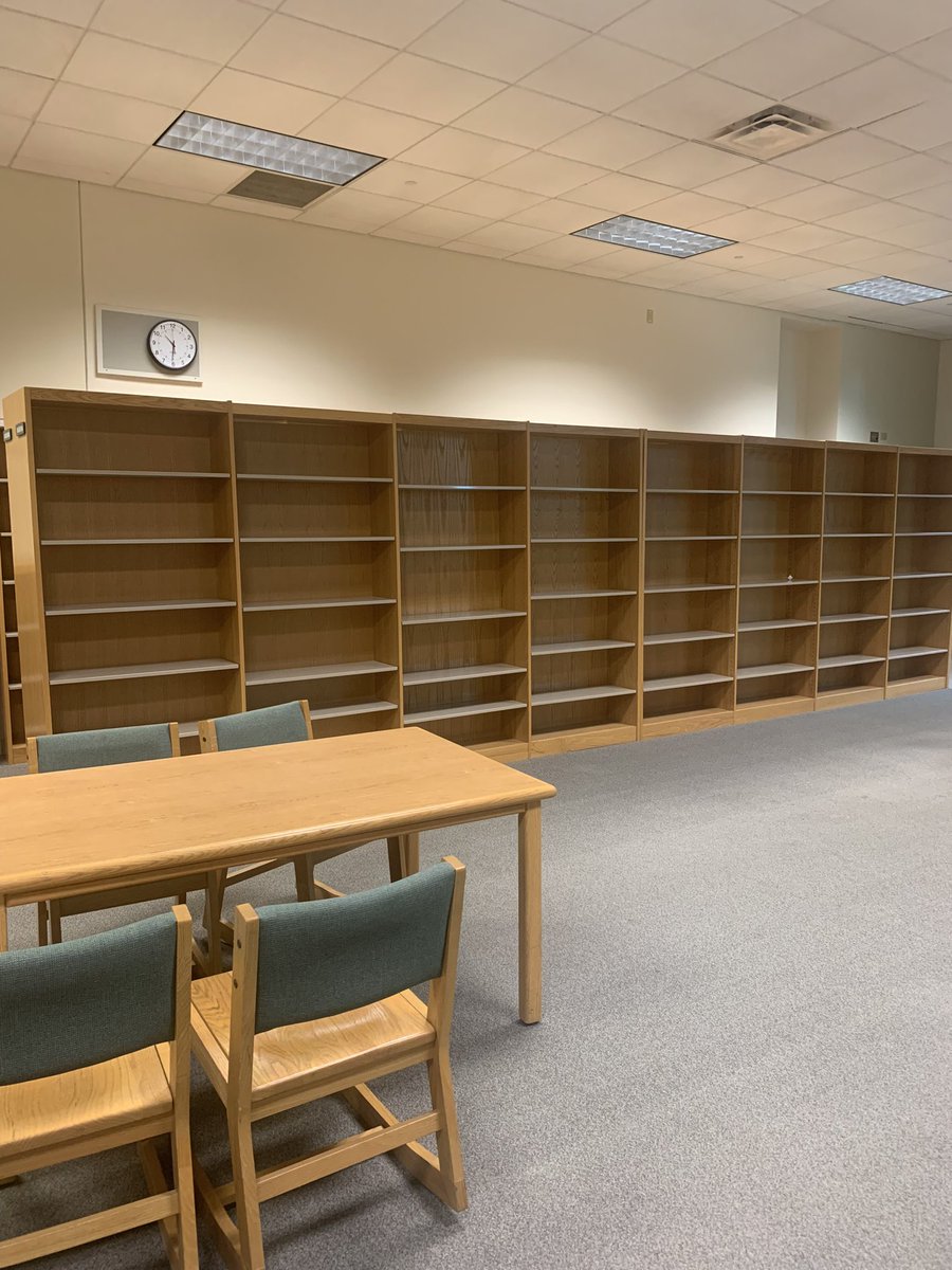 Where have all the books gone? Oh, wait! It’s York Library renovation time! Can’t wait for fall and our new refreshed space!