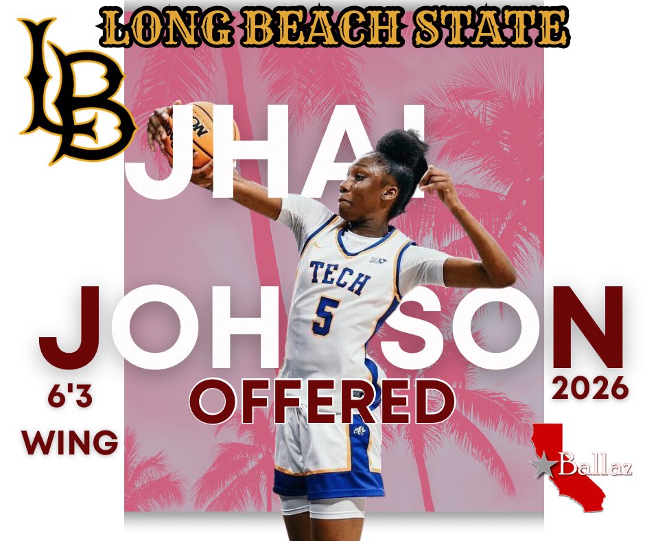 Congratulations to Jhai Johnson c/o 2026 for receiving an offer from Head Coach Amy Wright <a href="/AmyLynWright/">Amy Lyn Wright</a>  of Long Beach 🏝️ State ! #123represent