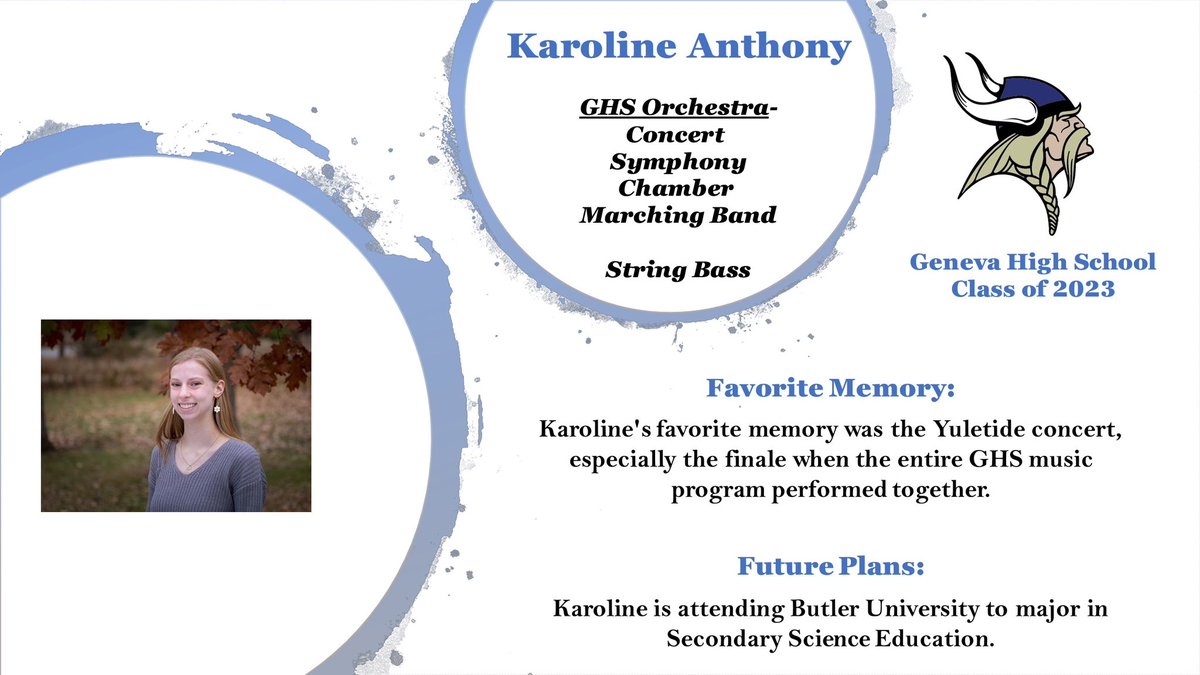 Congratulations, Karoline!

#Geneva304 #Geneva304Music #GenevaVikings #GenevaMusic #GenevaHS #GHSVikings #GHSClassOf2023 #GHSSeniors  #GHSMusic #GHSChoir #GHSOrchestra #GHSBand