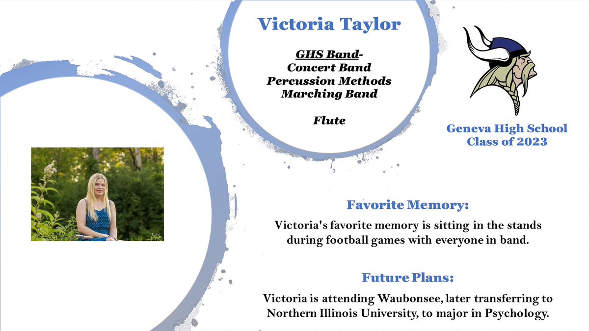 Congratulations, Victoria!

#Geneva304 #Geneva304Music #GenevaVikings #GenevaMusic #GenevaHS #GHSVikings #GHSClassOf2023 #GHSSeniors  #GHSMusic #GHSChoir #GHSOrchestra #GHSBand