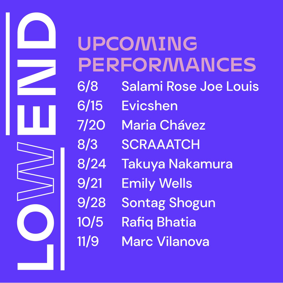 There are so many amazing artists coming to the LOW END stage this year! Learn more at bemiscenter.org/low-end @salamirosejoelouis @evicshen @chavezsayz @scraaatch202 @space_tak @emilywellsmusic @sontagshogun @rafiqbhatia @marcvilanovapinyol #bemis #experimentalmusic #soundart