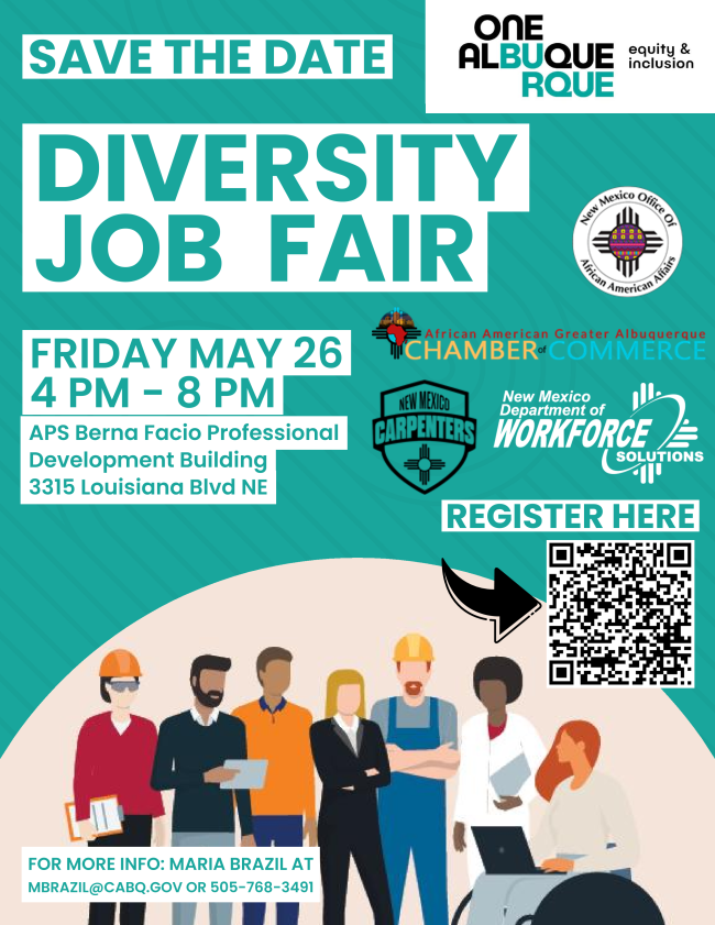 #UNMSPA will be attending the City of Albuquerque's Office of Equity and Inclusions Diversity Job Fair today! There is still time register and attend. We hope to see you there! 
#WeAreSPA #Publicservice #MPA #MHA