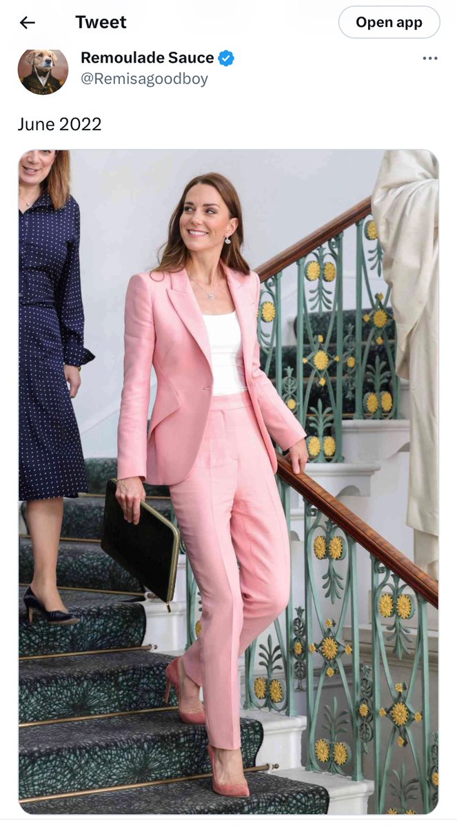 Let me get this straight: Kate is copying Meghan, who recently wore an outfit that was a copy of…Kate’s? Sussex Squad logic at work, once again.
