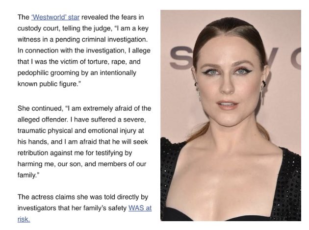 Evan Rachel Wood had to give up custody of her 9-year-old son due to the ongoing threats by Marilyn Manson and his supporters. This is so horribly sad and another example of the price victims pay for coming forward
