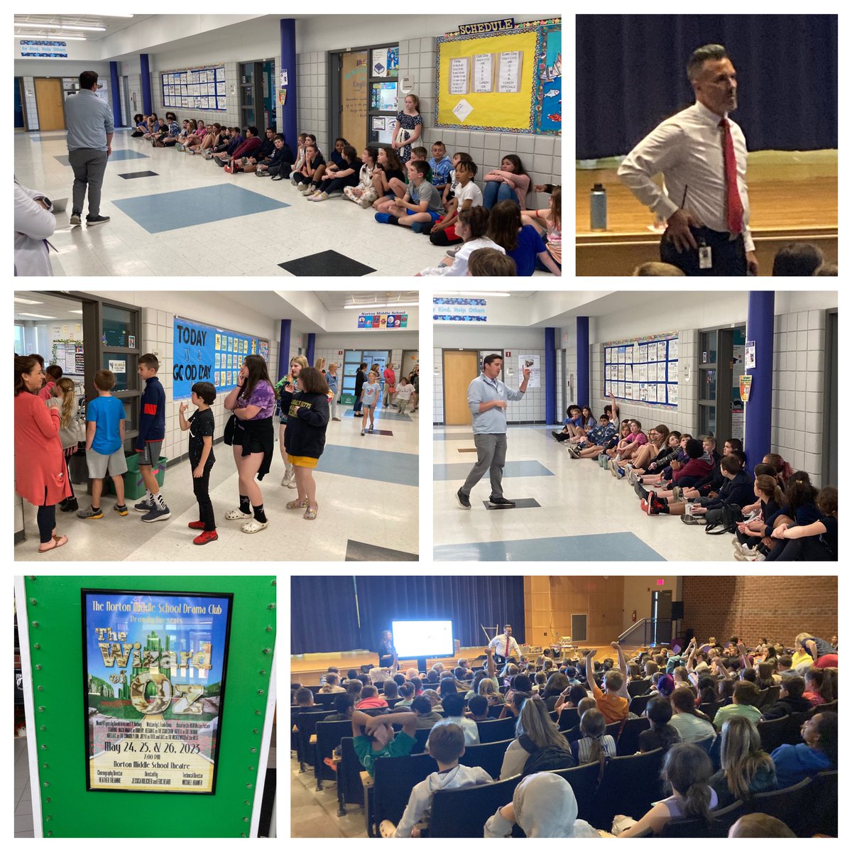 Our 5th Grade Move-Up Day to the Norton Middle School this afternoon was superb. Mr. Hayward, Mrs. Benoit, Mr. Maloof & the 6th Grade Teachers on both Purple & White welcomed us, and to see a play was incredible! @NortonMiddle #HAYNation Future #NMSLancersLEAD -ers! 👍💜