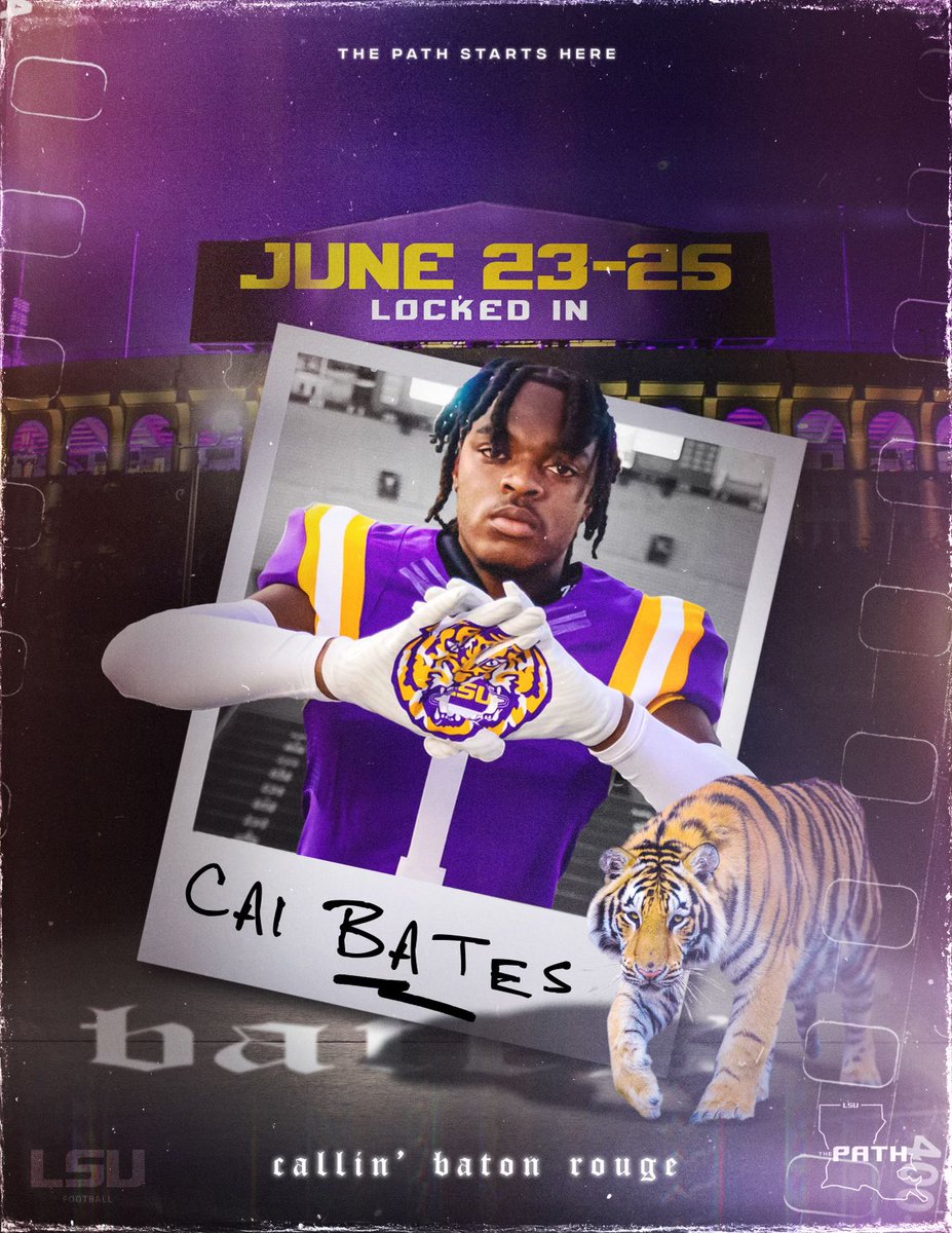 bates_cai's tweet photo. Locked in June 23-25🔒 #GeauxTigers #ThePath #OfficialVisit @SteepDiesel @LSUfootball https://t.co/fPyS1KOO2S