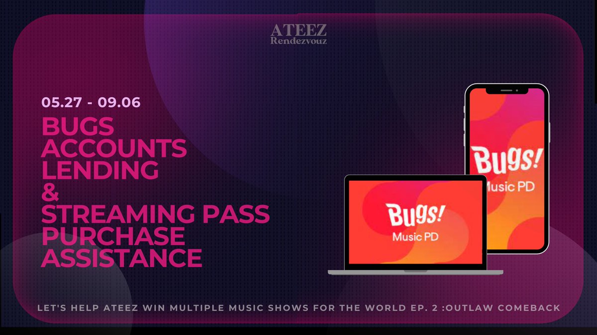 ateezrendezvouz's tweet image. [🐞] BUGS ACC &amp;amp; STREAM PASS INFORMATION 

We are officially opening our Bugs Account Lending and Streaming Pass Purchase Assistance Form for THE WORLD EP. 2 : OUTLAW Comeback!

🔗bit.ly/ARBouncyComeba…

(check thread below)
#ATEEZ #에이티즈 #ATEEZ_BOUNCY @ATEEZofficial #OUTLAW