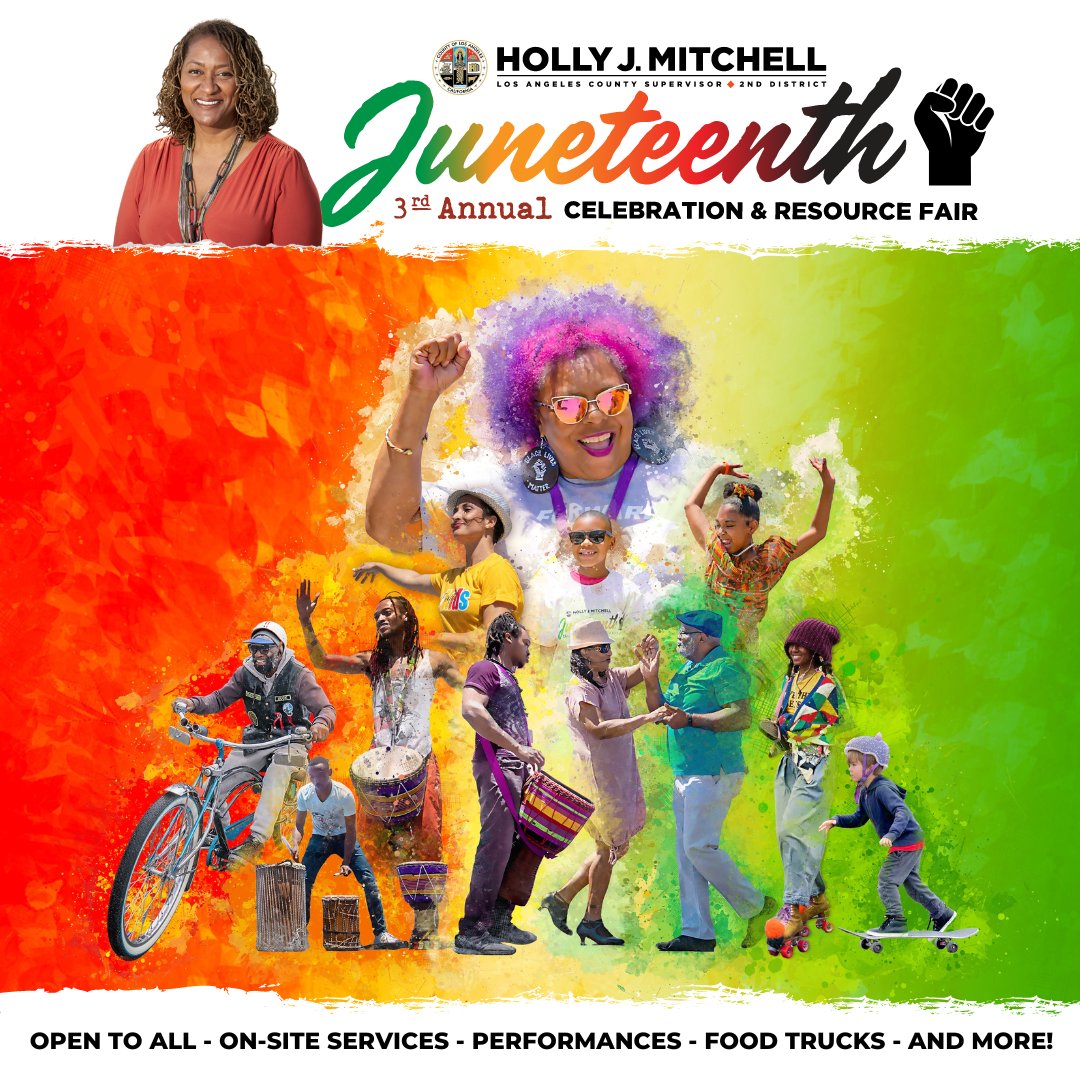 CicLAvia (@ciclavia) on Twitter photo Join us for CicLAvia—South LA on June 18! 6.2 miles of open streets in one of our anchor communities. This event will feature the 3rd annual Juneteenth Celebration and Resource Fair brought to you by Los Angeles County Supervisor <a href="/HollyJMitchell/">Holly J. Mitchell</a>. ➡️ bit.ly/431CiI7 Join us for CicLAvia—South LA on June 18! 6.2 miles of open streets in one of our anchor communities. This event will feature the 3rd annual Juneteenth Celebration and Resource Fair brought to you by Los Angeles County Supervisor <a href="/HollyJMitchell/">Holly J. Mitchell</a>. ➡️ bit.ly/431CiI7