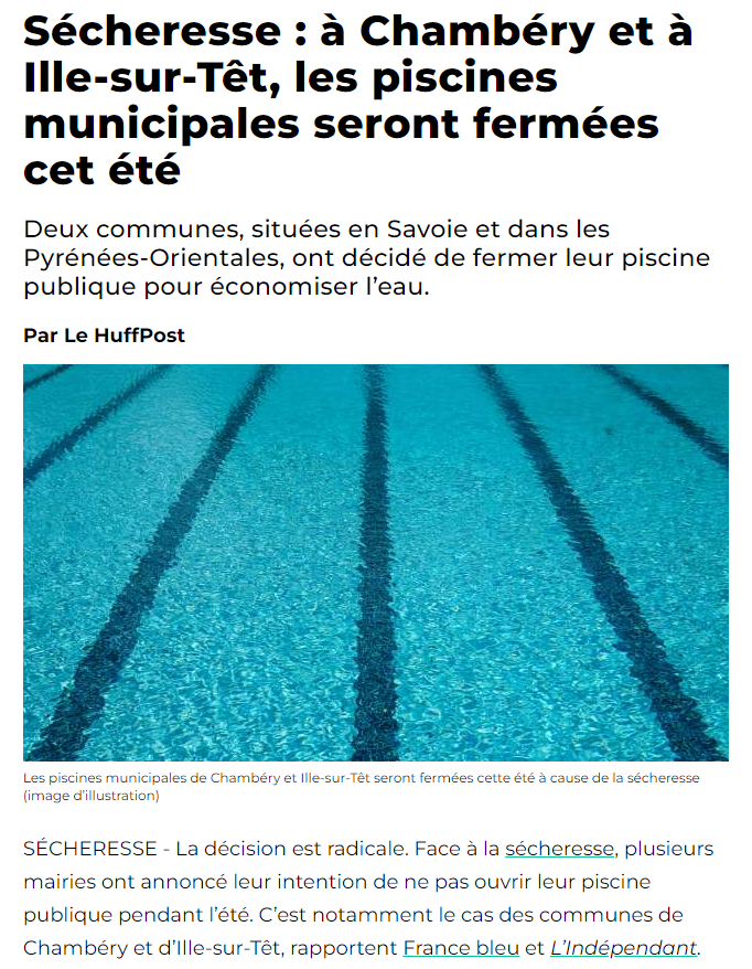 synth_ethics's tweet photo. Hiver 2023 : les stations de ski font tourner les canons à neige à plein régime, notamment à Font-Romeu dans les Pyrénées Orientales.

Eté 2023 : à 50km de Font-Romeu, la piscine municipale d'Ille-sur-Têt restera fermée cet été, pour économiser 5000 m3 d'eau. 🙄 https://t.co/mxmX4bzalx