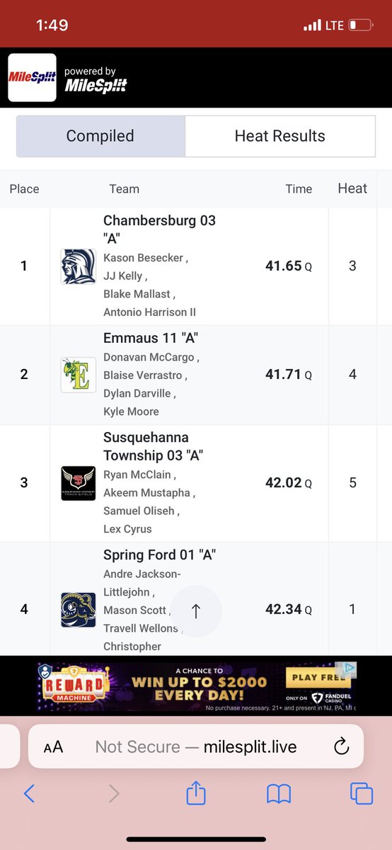 The boys 4x100m relay broke their own school record of 42.28, improving to a 41.71 today, heading to PIAA state finals tomorrow!!! Way to go boys, we are so proud!!! #hornetpride <a href="/_EHSAthletics/">EHS Athletics</a> <a href="/scotty1021/">Emmaussports.com</a>